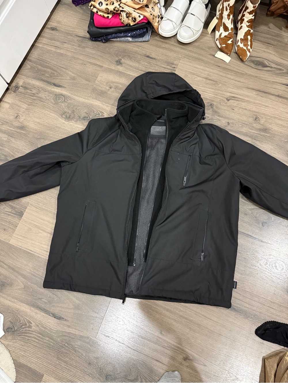 Calvin Klein Men's Black Hooded Waterproof Jacket